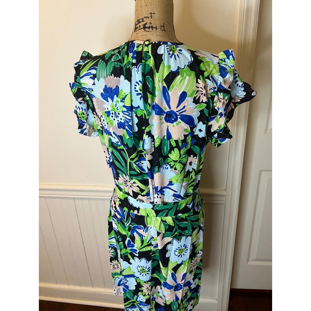 Kate Spade NewYork Full Bloom Floral Flutter Sleeve Tie Waist Mini Dress size 14 - Picture 9 of 12